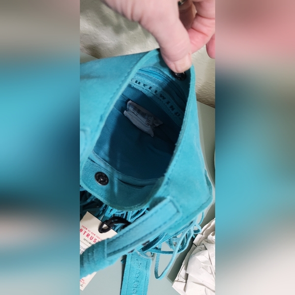 Idyllwind Turquoise Fringe Sueded Leather Crossbody Bag - Picture 4 of 5